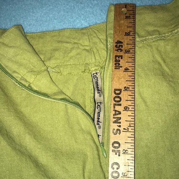 TERRAMODA crop crocheted details vintage pants chartreuse size M - Picture 11 of 12